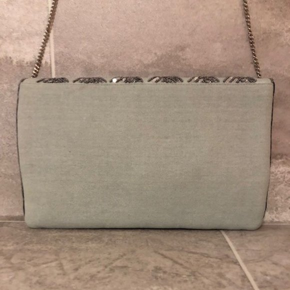 Silver and Gray Sequined Canvas Shoulder Bag - Picture 12 of 12